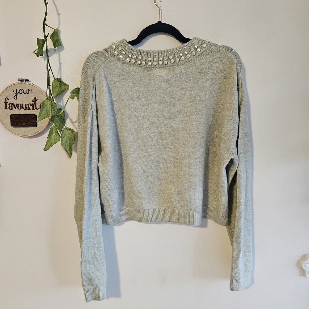 H&M Light Green Sweater with Pearl Details - Picture 7 of 7